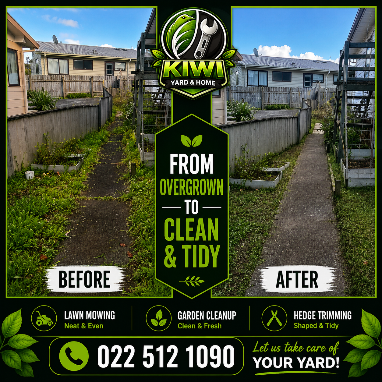 Before and after pathway cleanup
